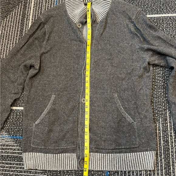 Banana Republic large sweater cardigan Gray Ribbed mock neck button front - Picture 11 of 13
